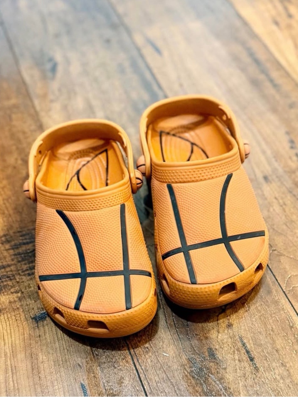 CROCS Kids Orange Basketball Print clogs